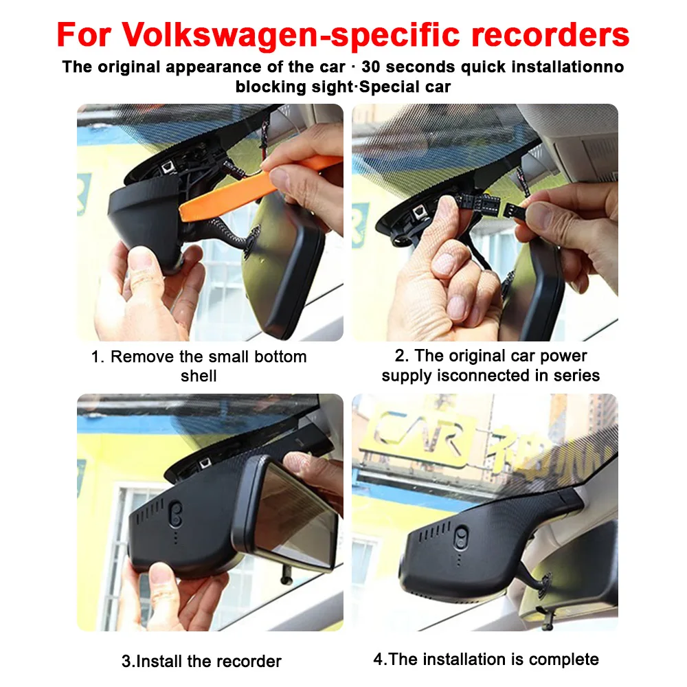 Color Name: Silver, Ships From: CHINA, ROM: 64G - Customized 4K HD 2160P Plug and play Dash Cam For Volkswagen Sharan CC Bora Tiguan Touran Passat Teramont T-Cross Dvr Dashcam