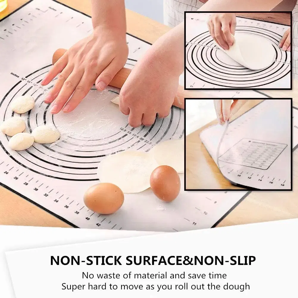 Color: VIOLET/?«?—?…°, Size: L - Large Size Silicone Kneading Pad Non-Stick Surface Rolling Dough Mat With Scale Kitchen Cooking Pastry Sheet Oven Liner Bakeware