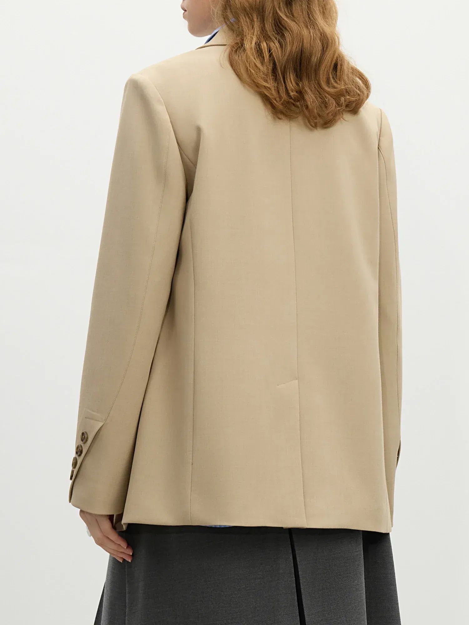 Color: Khaki, Size: S - FSLE Women Khaki Blazer 2025 Spring New Office Lady Black Simple Loose Front Shoulder Blazer Coats Button Design Coat 25FS11071
