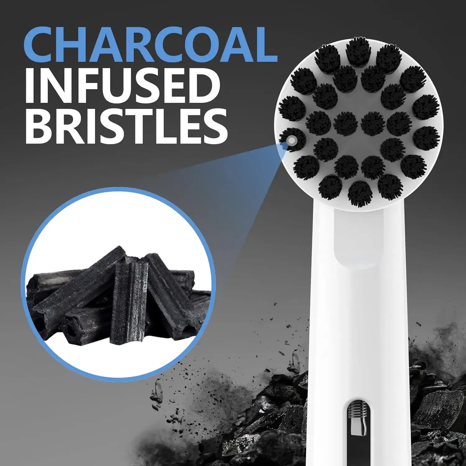 Color: Silver - Bamboo Charcoal Bristles Replacement Brush Heads For Oral B Electric Toothbrush Efficient Tooth Cleaning SB-17A Black Brush Head