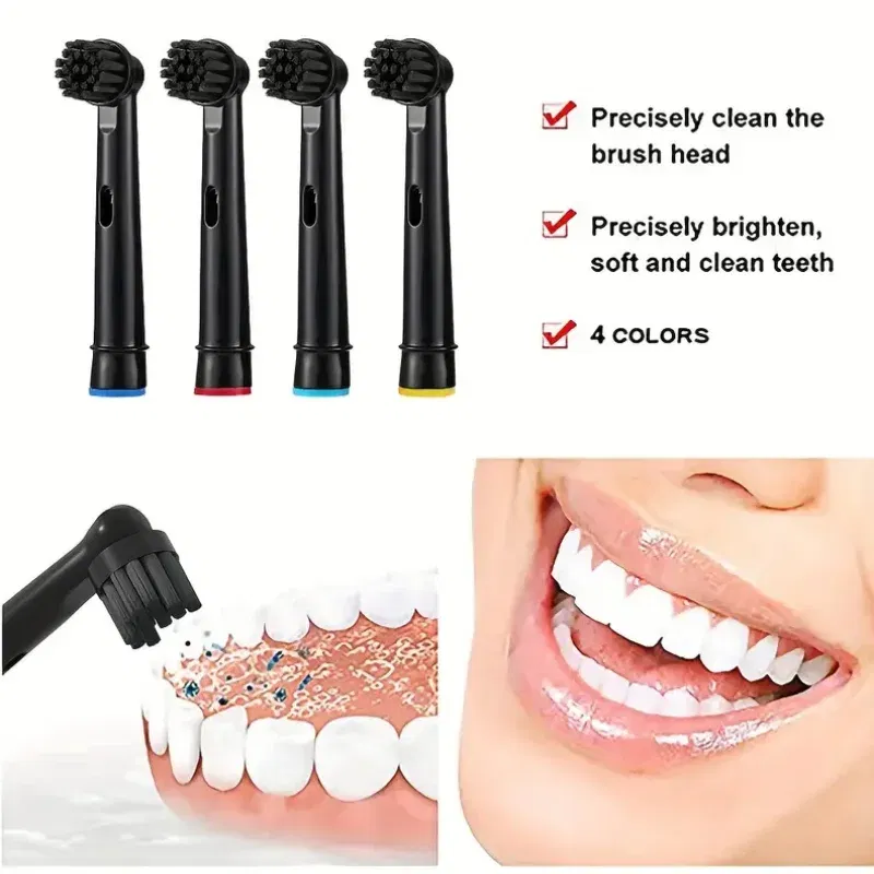 Color: Silver - Bamboo Charcoal Bristles Replacement Brush Heads For Oral B Electric Toothbrush Efficient Tooth Cleaning SB-17A Black Brush Head