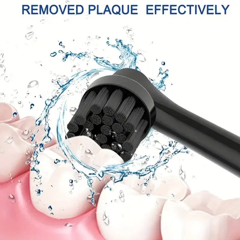 Color: Silver - Bamboo Charcoal Bristles Replacement Brush Heads For Oral B Electric Toothbrush Efficient Tooth Cleaning SB-17A Black Brush Head