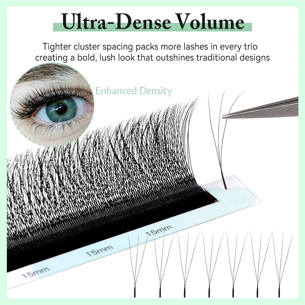 Curl: L+, Thickness: 0.10mm, Length: 12mm - Yelix Smaller Opening 3D Lashes Narrow 3D W Shape Eyelash Extension Premade Volume Fan Lashes Natural Soft Eyelash