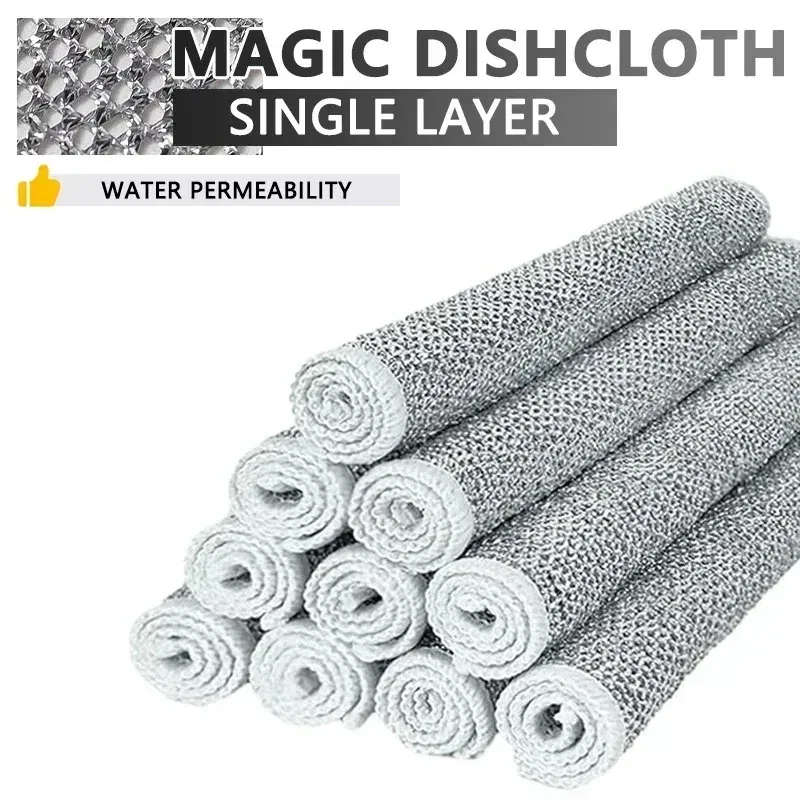 Color: green, Specification: 15pcs - Magic Cleaning Cloth Multipurpose Wire Miracle Cleaning Cloth Innovative Dishwashing Net Hand Towel for Kitchen Dishwashing Grid