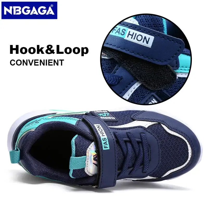 Color: black, Shoe Size: 28 - Children Casual Shoes for Boys Breathable Sneaker Summer Air Mesh Kids Hook&Loop Students School Shoe Size28-40