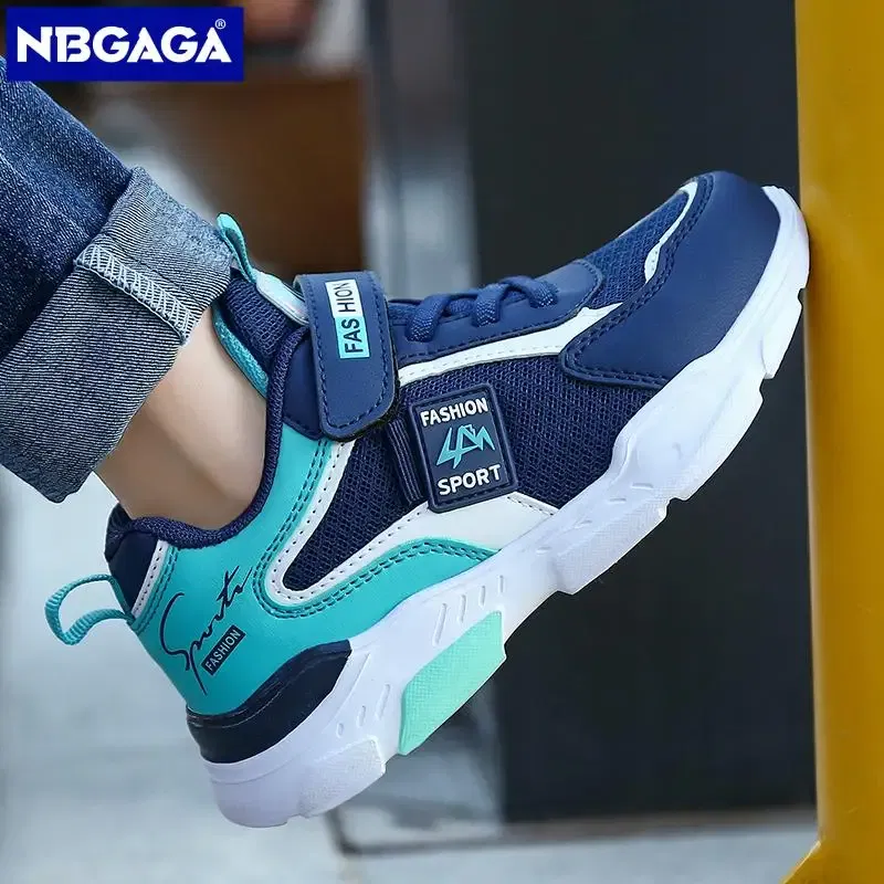 Color: black, Shoe Size: 28 - Children Casual Shoes for Boys Breathable Sneaker Summer Air Mesh Kids Hook&Loop Students School Shoe Size28-40
