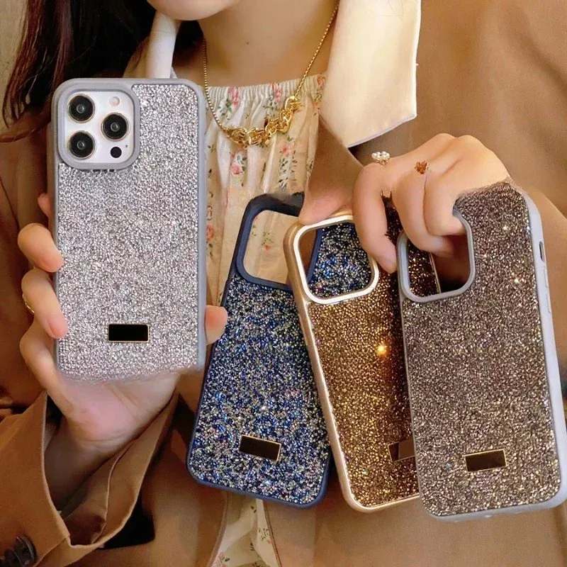 Color: Blue, Material: Nylon - Luxury Glitter Designed Shell For iPhone 16 15 Pro Max 14 13 12 Luxurious Bling Sparkling Rhinestone Diamond Jewels Cover Case