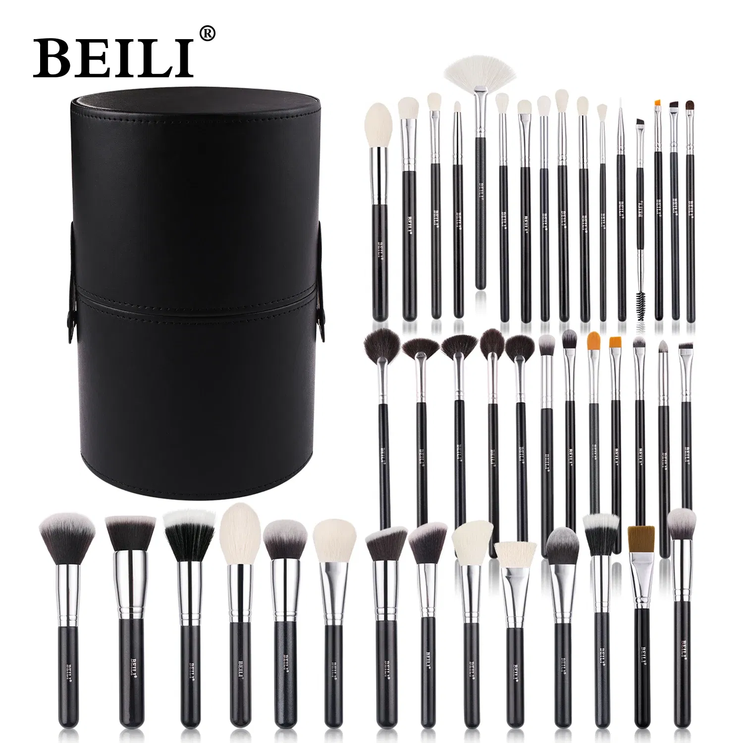 Handle Color: Blue, Ships From: CHINA - BEILI Makeup Brush Set with Holder 30-42Pcs Professional Foundation Powder Blush Eyeshadow Blending Brushes Kit Make Up Tools