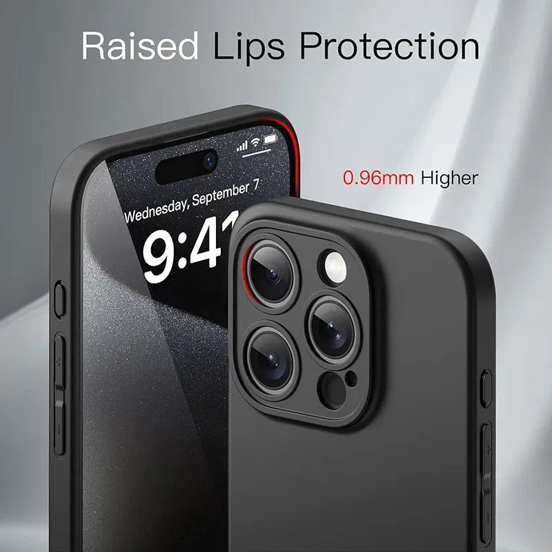Color: black, Material: Plastic - Matte Silicone Soft Case For iPhone 16 15 14 Plus 13 Mini Pro Max SE 2022 2020 Solid Black Slim Cover Fundas