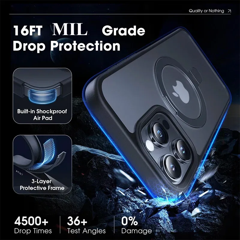 Color: Beige, Material: nylon - Magnetic Phone Case with Ring Stand for Wireless Charging iPhone 15 Pro Max 14 Plus 13 12 11 Translucent Cases Matte Slim Cov