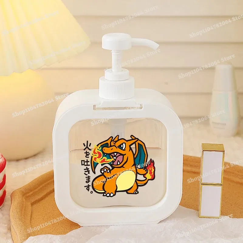 Color: Yellow - 1PCS Pokemons Soap Dispenser White Liquid Lotion Hand Pump Soap Dispenser Refillable Shampoo Bottle Plastic Hand Soap Dispenser