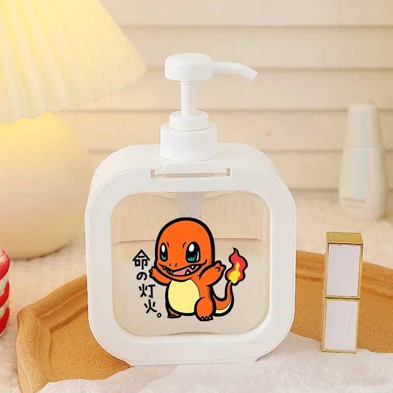 Color: Yellow - 1PCS Pokemons Soap Dispenser White Liquid Lotion Hand Pump Soap Dispenser Refillable Shampoo Bottle Plastic Hand Soap Dispenser