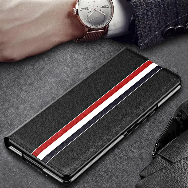 Color: green, Material: CANVAS - Leather Wallet Function Case for Samsung Galaxy Z Fold 6 5 3 2 fold6 fold5 Fold4 Fold 4 5G Fold3 Fold2 Full Protection Bag Cover