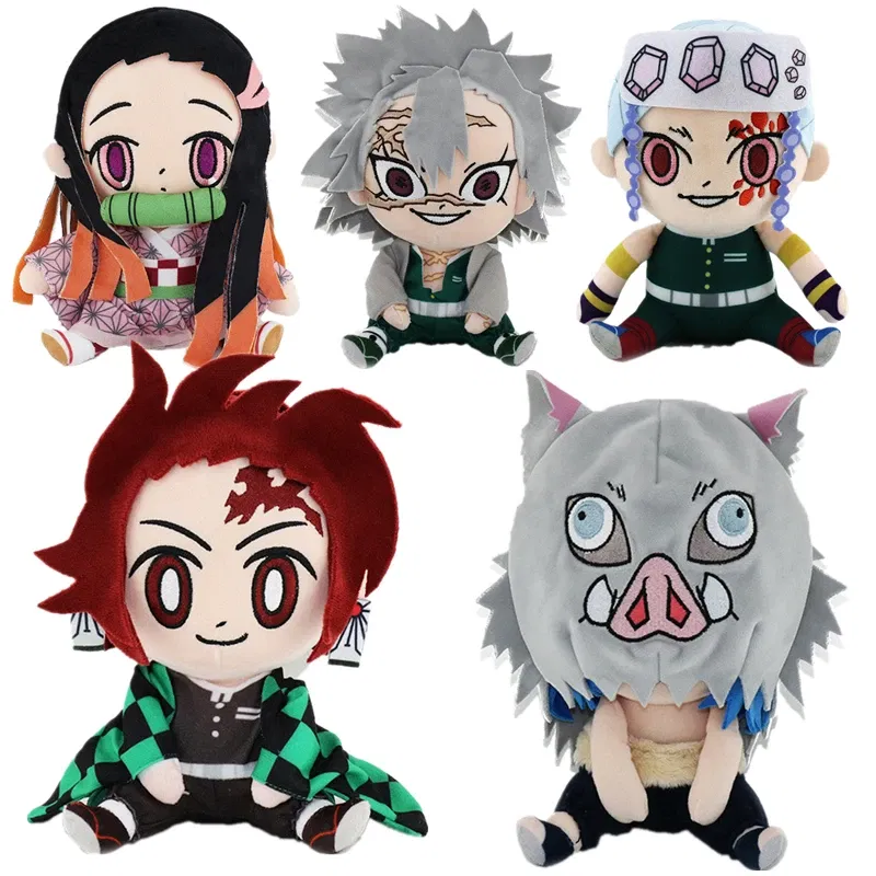 Color: DeepPink, Height: 0-10cm - 20CM New Product Japanese Anime Ghost Slayer: Blade Plush Doll Tanjiro Nezuko Game Peripheral Children's Doll Kawaii Pillow