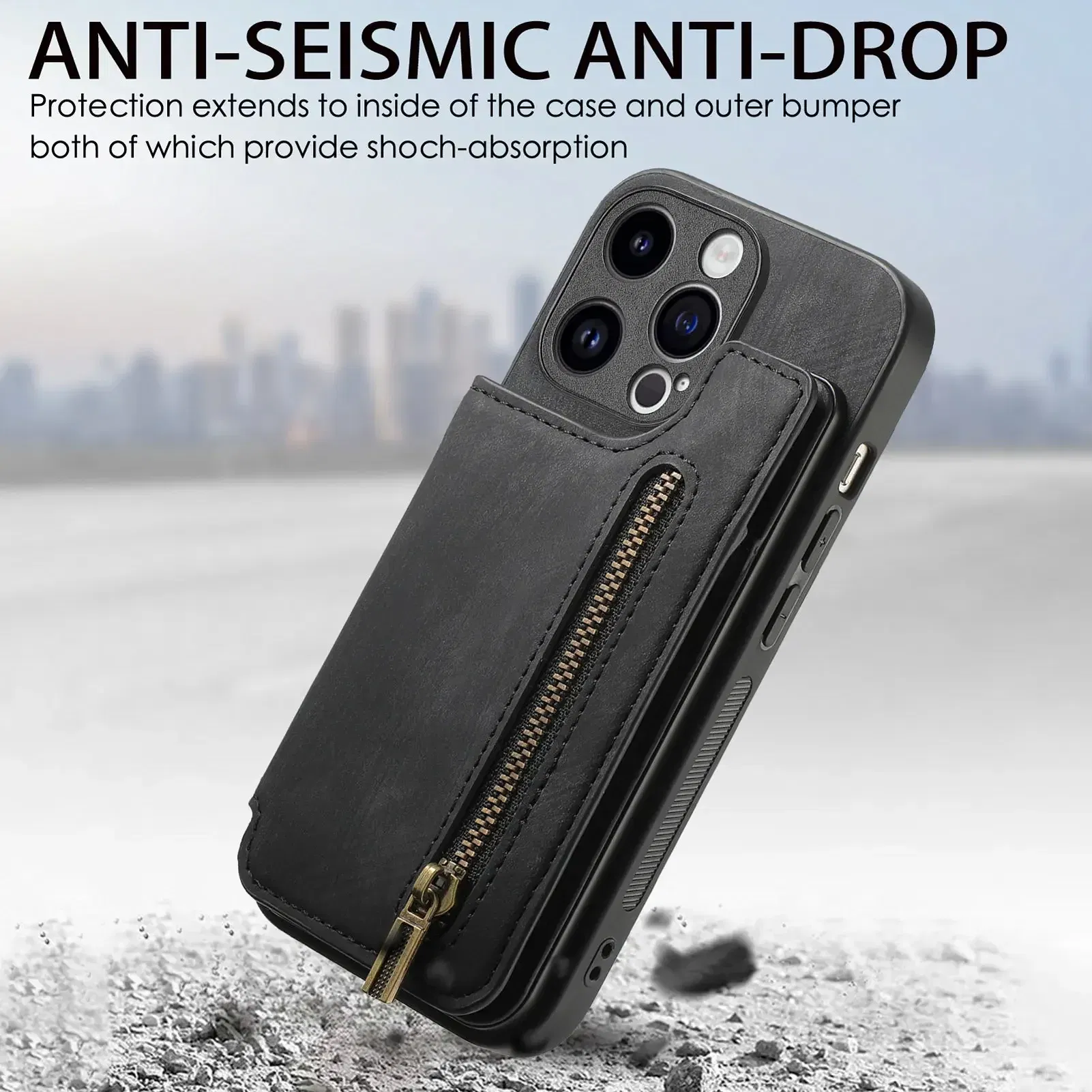 Color: Clear, Material: Plastic - Leather Zipper Wallet with Card Holder Phone Case for IPhone 15 14 11 Pro Max 13 12 Mini X XR XS Max 8 7 Plus Shockproof Cover