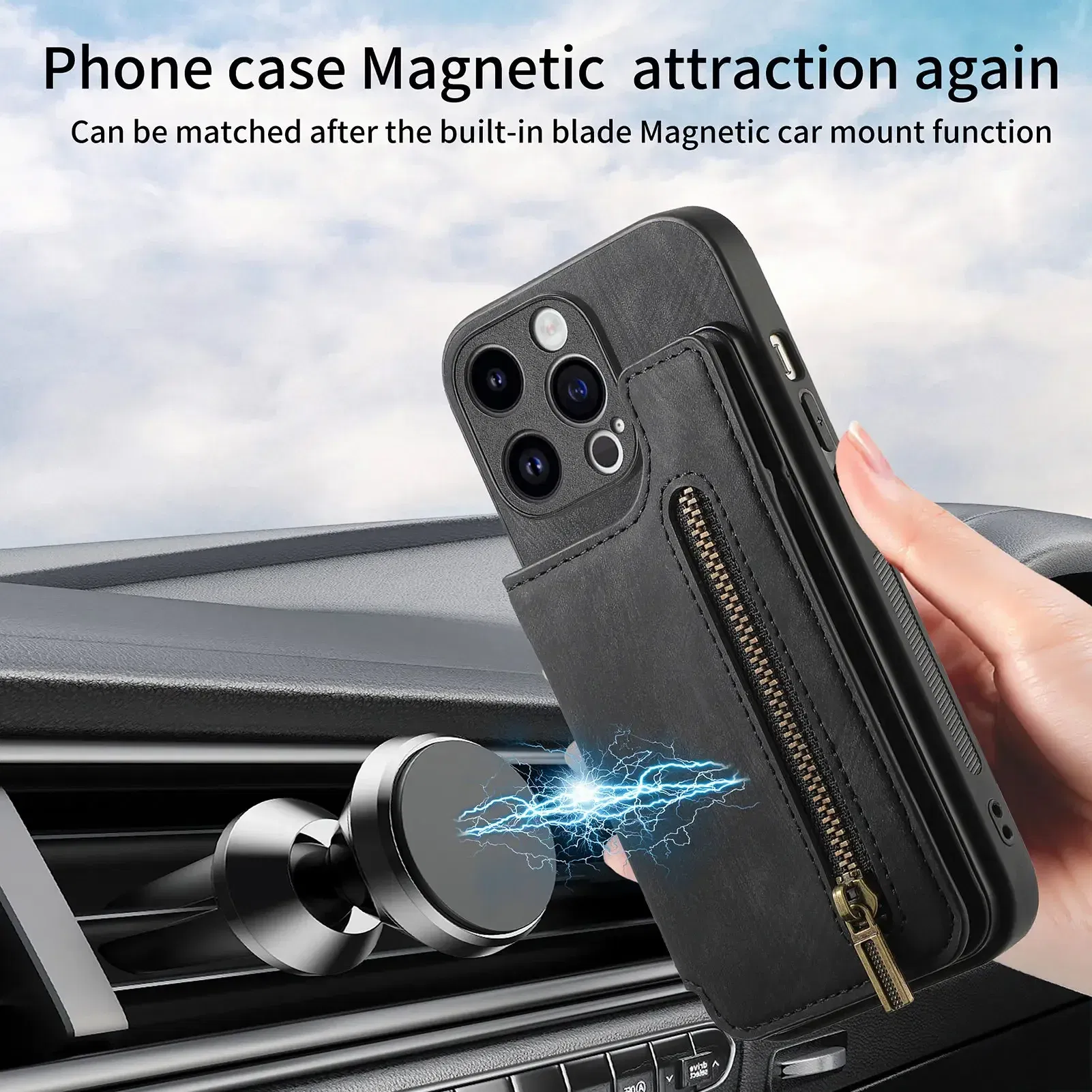 Color: Clear, Material: Plastic - Leather Zipper Wallet with Card Holder Phone Case for IPhone 15 14 11 Pro Max 13 12 Mini X XR XS Max 8 7 Plus Shockproof Cover