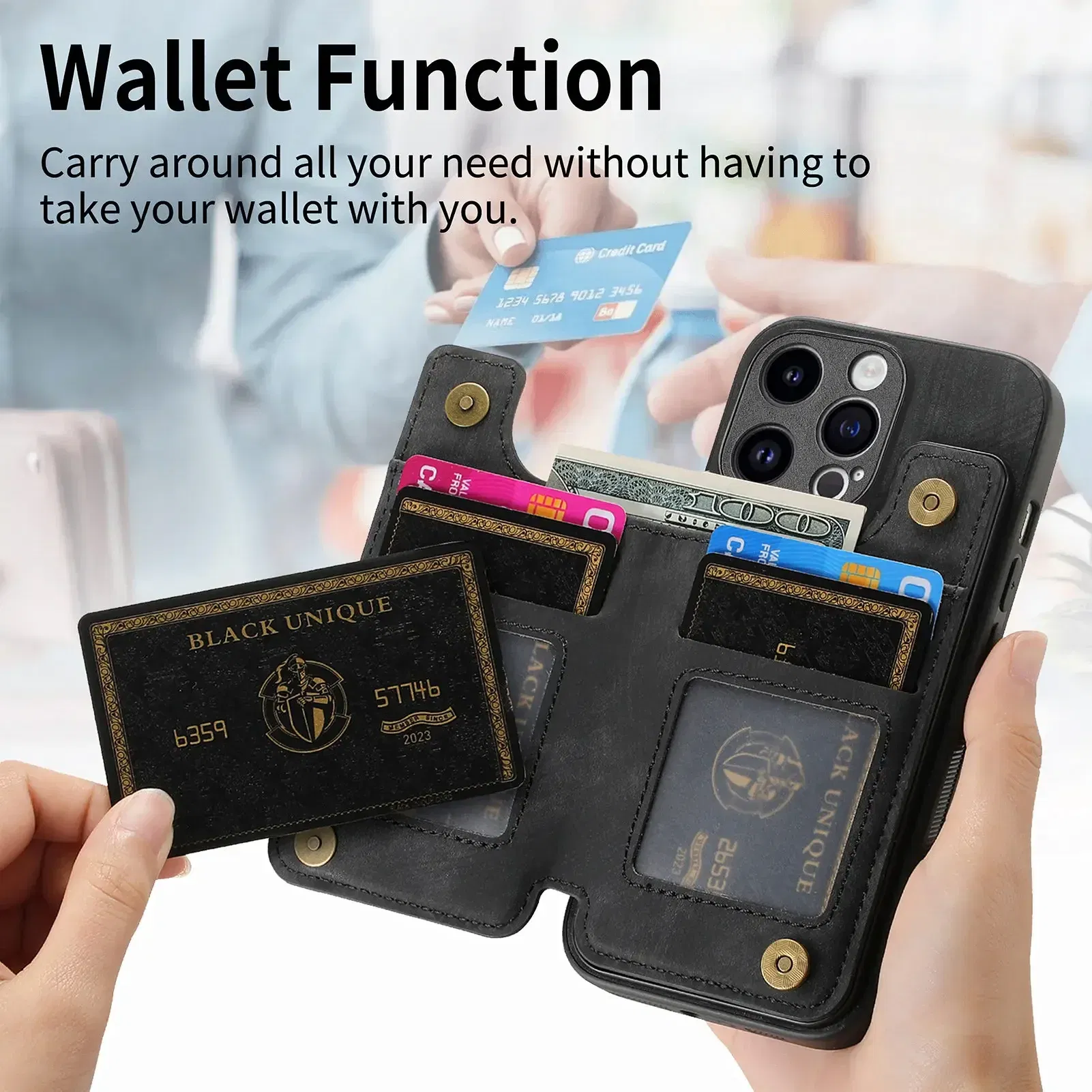 Color: Clear, Material: Plastic - Leather Zipper Wallet with Card Holder Phone Case for IPhone 15 14 11 Pro Max 13 12 Mini X XR XS Max 8 7 Plus Shockproof Cover