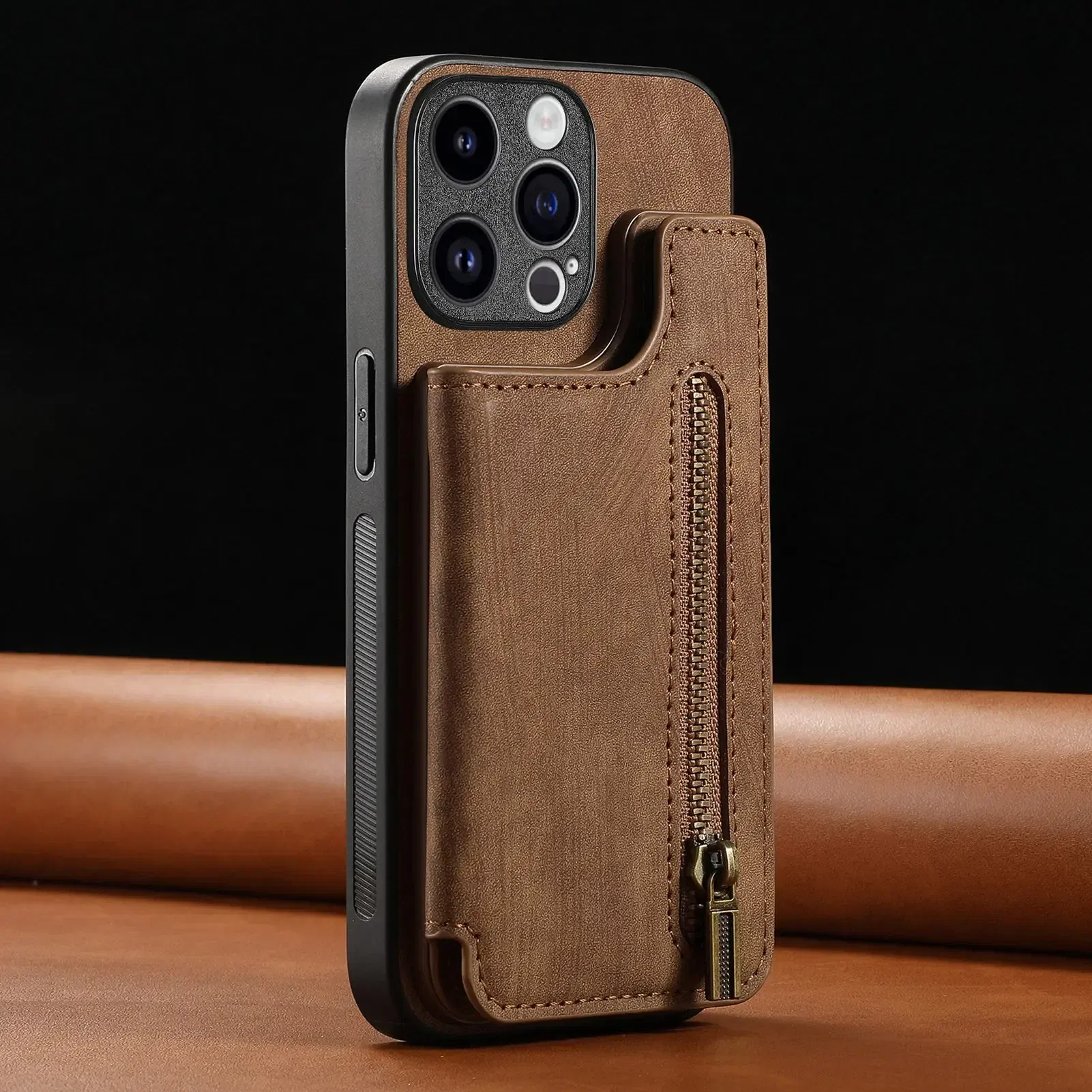Color: Clear, Material: Plastic - Leather Zipper Wallet with Card Holder Phone Case for IPhone 15 14 11 Pro Max 13 12 Mini X XR XS Max 8 7 Plus Shockproof Cover