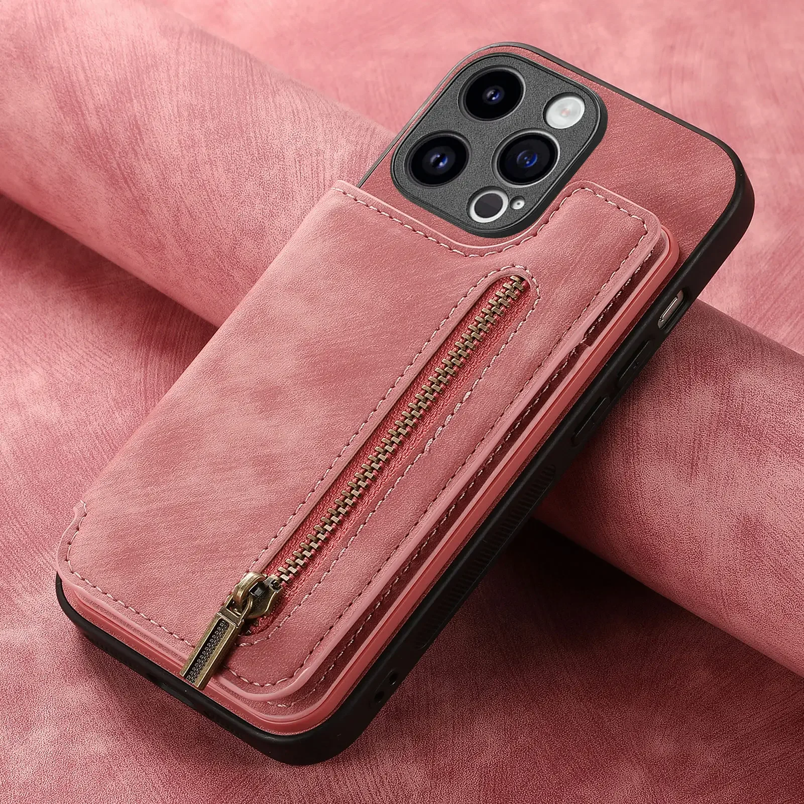 Color: Clear, Material: Plastic - Leather Zipper Wallet with Card Holder Phone Case for IPhone 15 14 11 Pro Max 13 12 Mini X XR XS Max 8 7 Plus Shockproof Cover