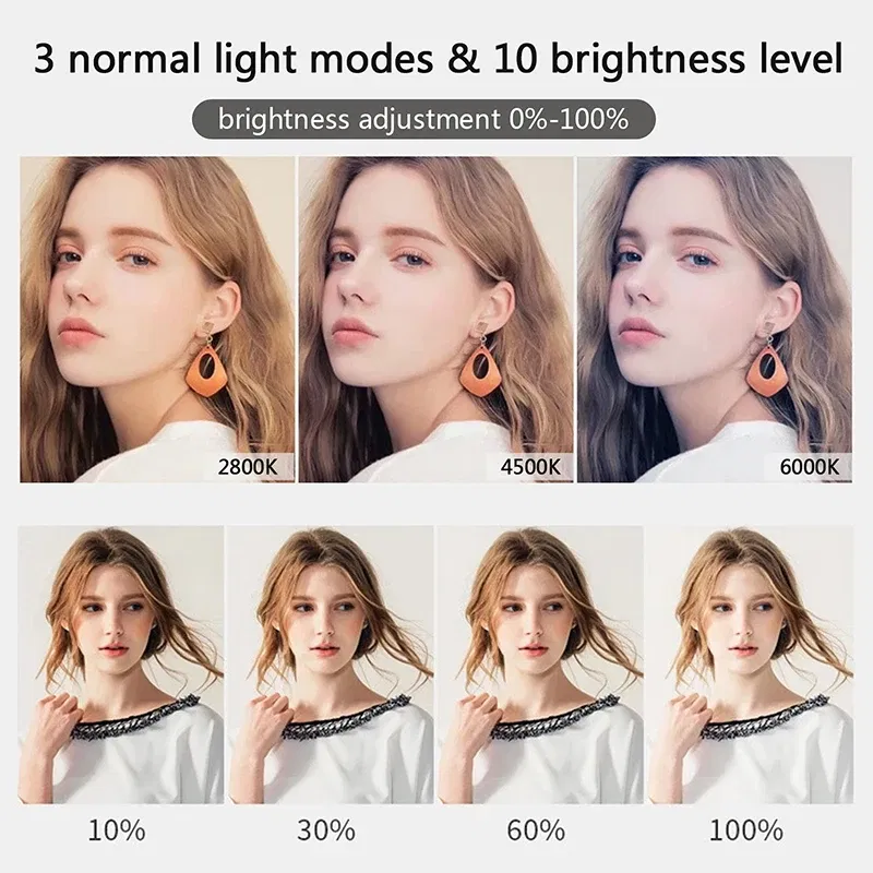 Color: grey - 10 inch LED Selfie Ring Light Dimmable Photography Fill Lamp with Mini tripod for Mobile Phone Live Video Photo Studio Ringlight