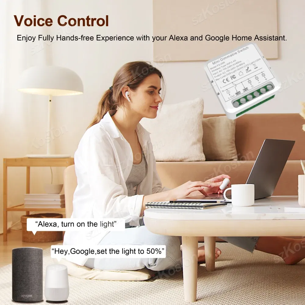 Color: Beige - Tuya ZigBee WiFi Smart Dimmers Switch Module Supports 2 Way Control LED Lights Dimmable Switch Works with Alexa Google Home