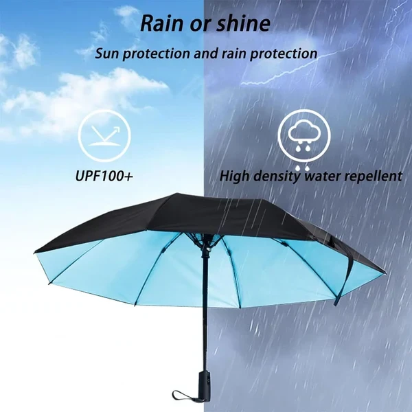 TRAVEL UMBRELLA FOR SUN & RAIN, 3 IN 1 UMBRELLA WITH FAN AND MISTER