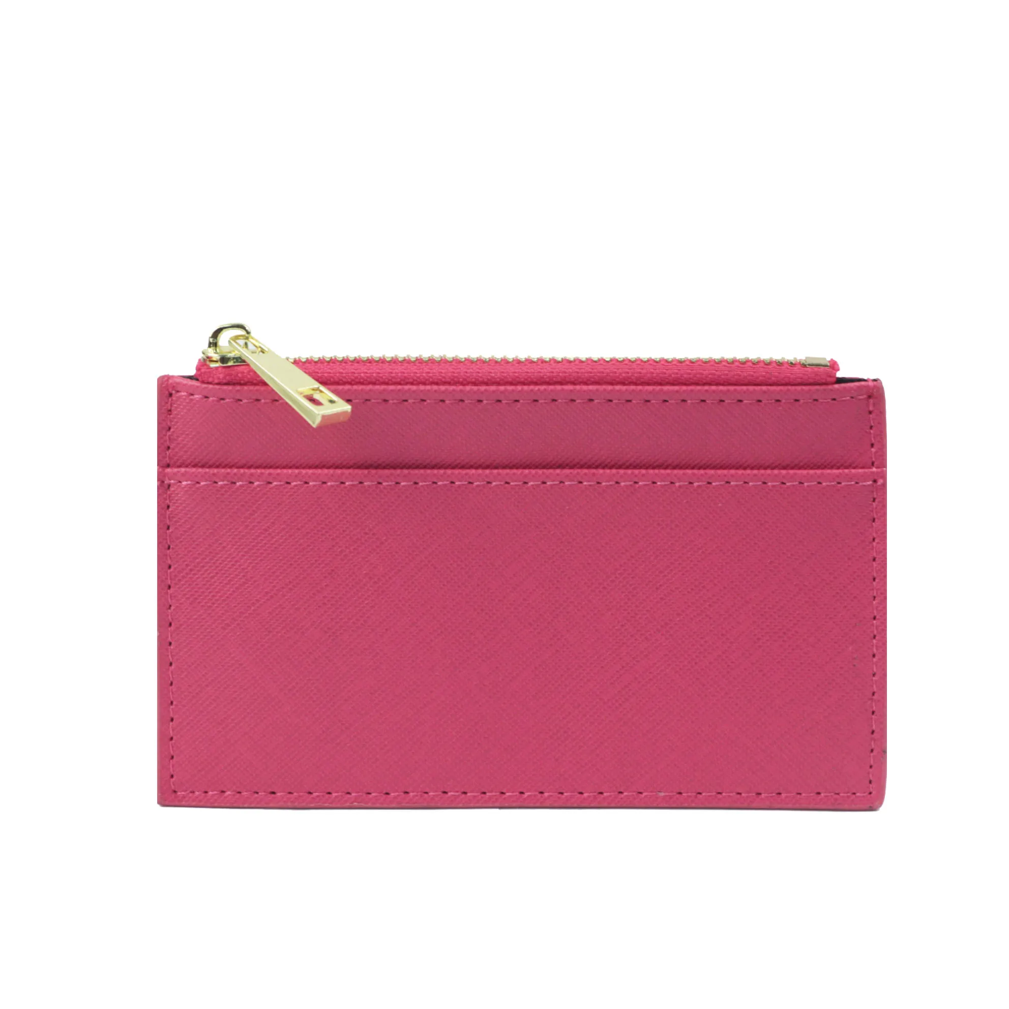 Color: Clear - Custom Name Saffiano Leather Zip CardHolder Multiple Colors Ultra Thin Coin Purse Drop Shipping Small Women Credit Card Wallet