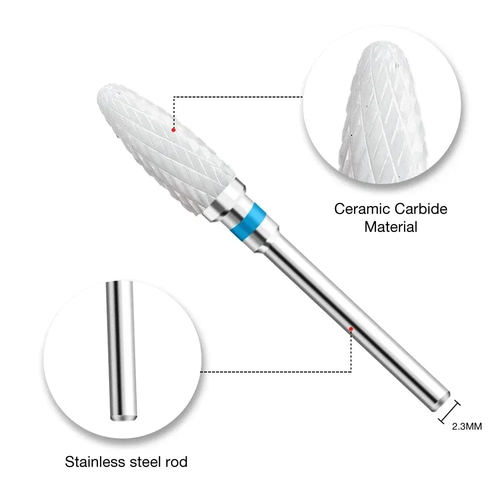 Color: RED COLOR - Ceramic Carbide Nail Drill Bit Rotate Burr Milling Nail Cutter Bits Electric Drill Machine For Manicure Pedicure Tools