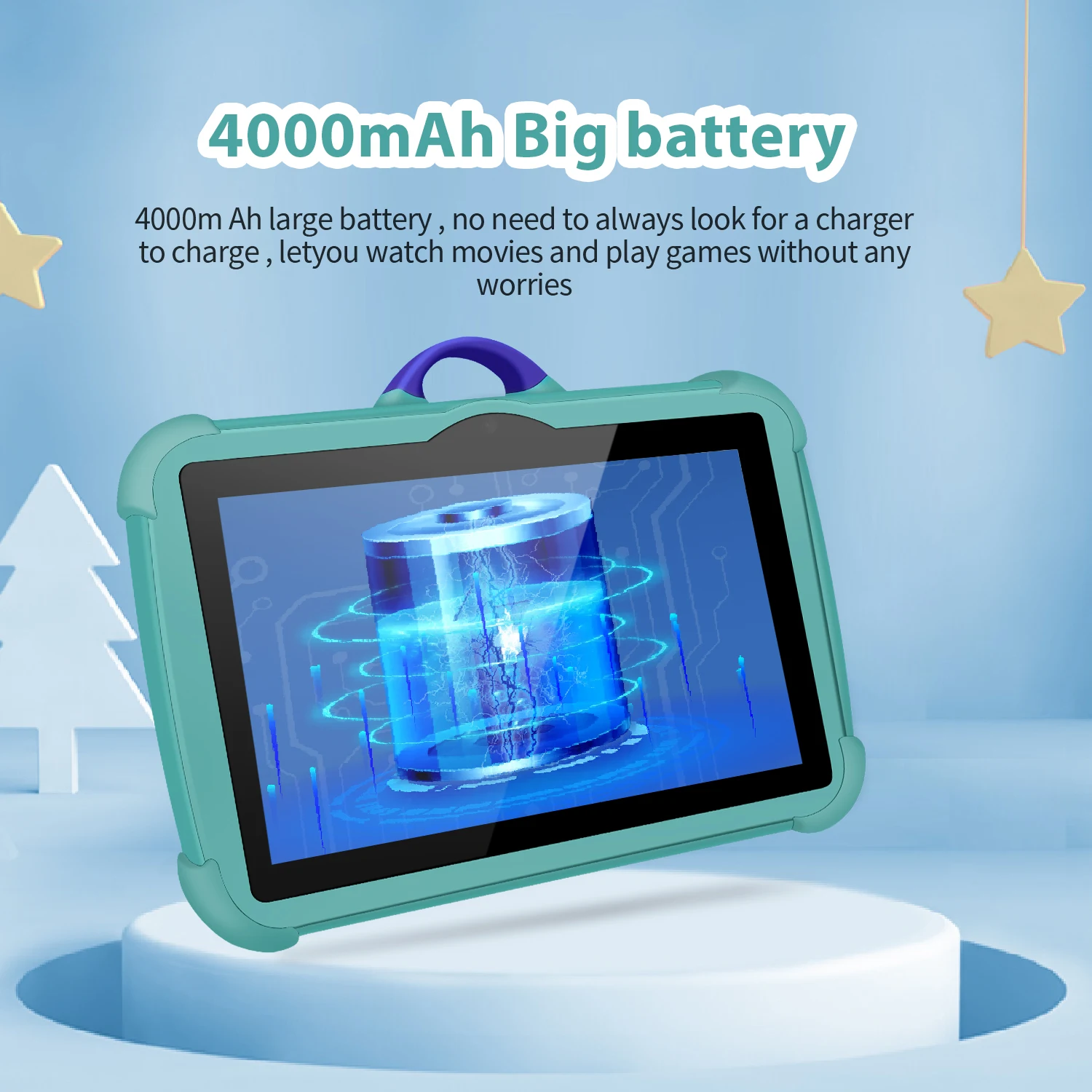 Color: Blue, Bundle: Bundle 1 - New 7 Inch Google Learning Education Games Kids' tablet Quad Core 4GB RAM 64GB ROM 5G WiFi Tablets Cheap Simple Children's Gifts