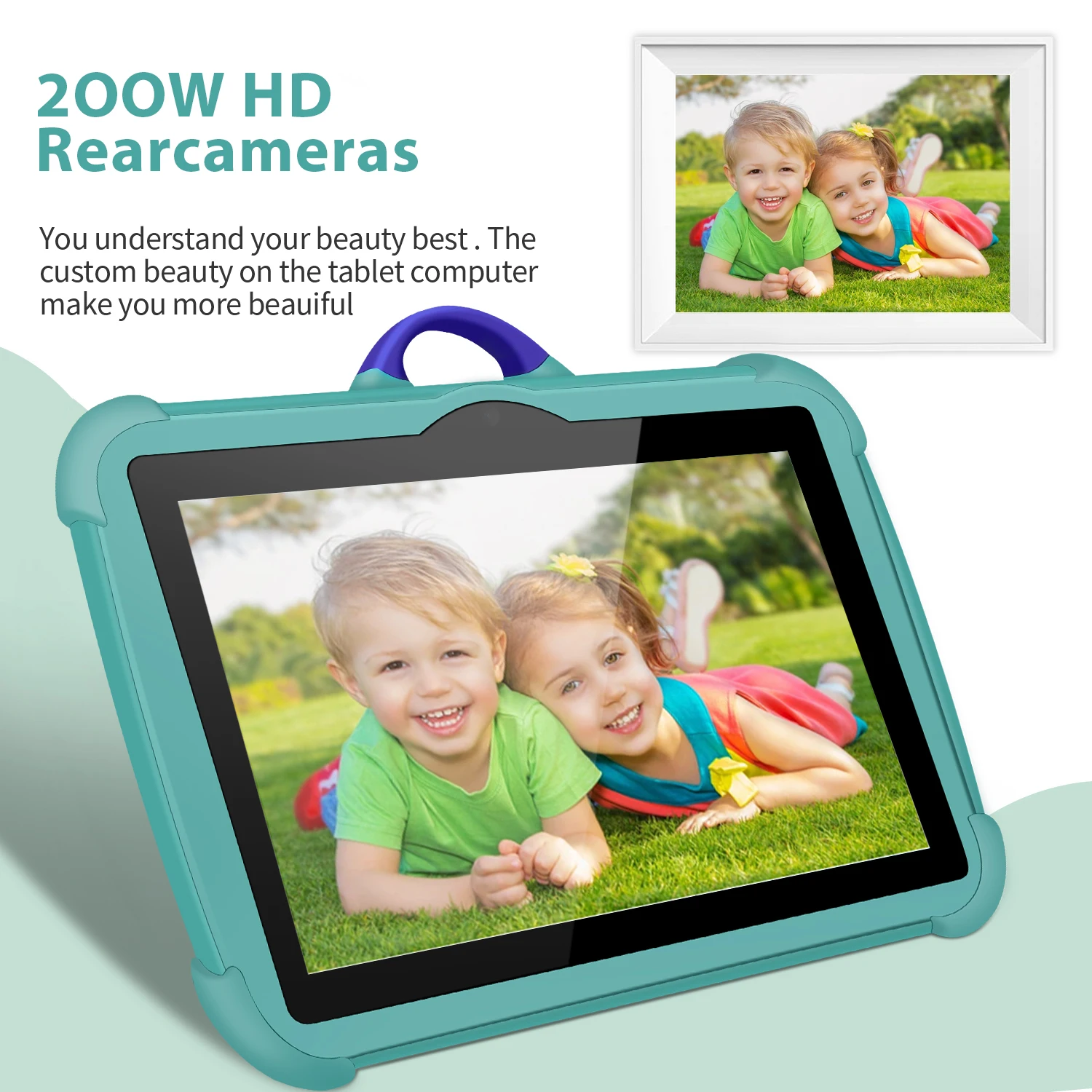 Color: Blue, Bundle: Bundle 1 - New 7 Inch Google Learning Education Games Kids' tablet Quad Core 4GB RAM 64GB ROM 5G WiFi Tablets Cheap Simple Children's Gifts