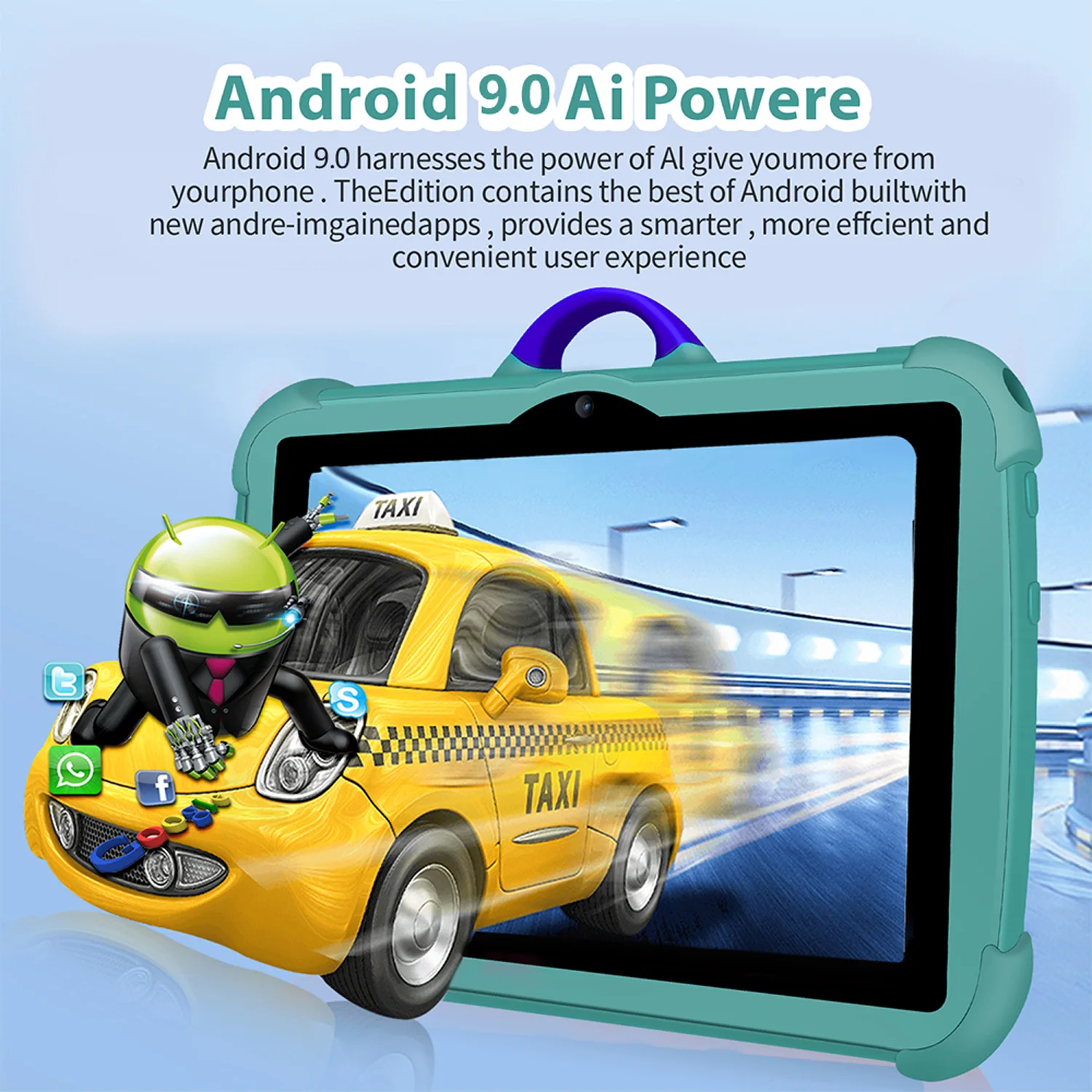 Color: Blue, Bundle: Bundle 1 - New 7 Inch Google Learning Education Games Kids' tablet Quad Core 4GB RAM 64GB ROM 5G WiFi Tablets Cheap Simple Children's Gifts