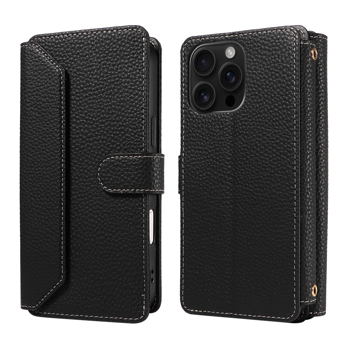 Color: black, Bundle: Case & Strap, Material: Artificial Leather, Compatibility by Model: Galaxy S24+ - Crossbody Leather Phone Case for Samsung Galaxy S25Edge S25Ultra S24FE S24Ultra S23Ultra Multi-Card Slot Anti-Drop Wallet Case