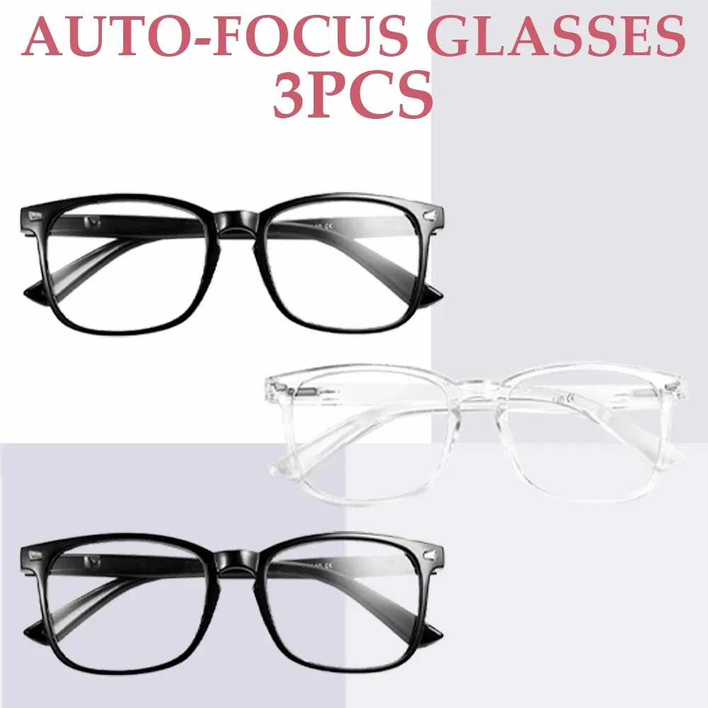 Frame Color: Brown - 1/2/3/4/5PCS VOPHA Auto-Focus Reading Glasses Lightweight PC Frame, Unisex Design | Ideal for Computer Use & Perfect Gift Choice