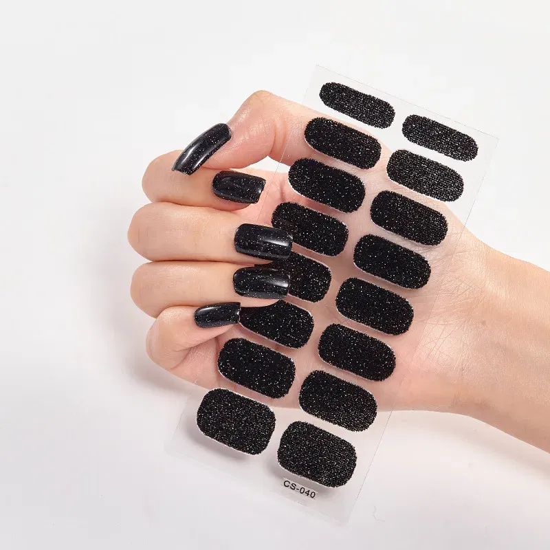 Color: Jade green - Nail Sticker Shiny Design Full Beauty Stickers for Nails Decals Plain Stickers Women Salon Nail Art