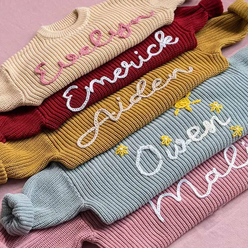 Color: Turquoise, Size: M, Age Range: 0-3M - Personalized sweaters for cherished babies.Celebrate your little one's name with unique, custom-made thick knitted sweaters