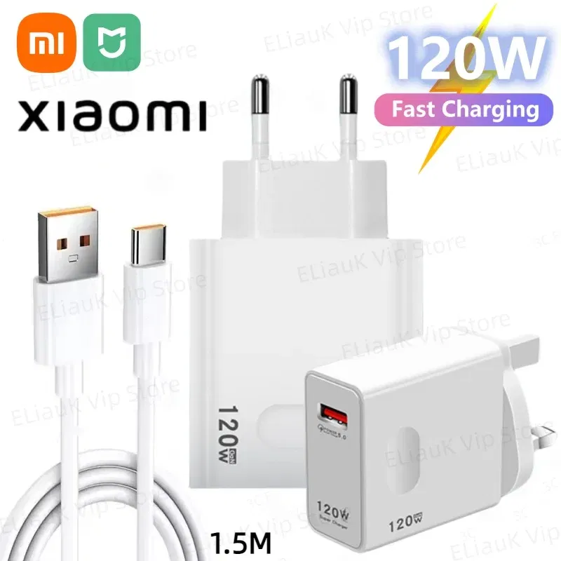 Plug Type: KR - XIAOMI 120W USB Super Fast Charger Type C Phone Quick Charge 5.0 Power Adapter For iPhone iPad Samsung Huawei Oppo Oneplus