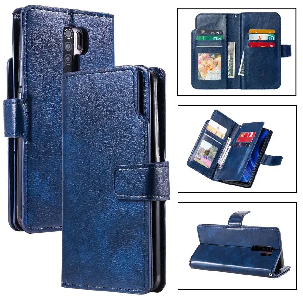Color: Brown, Material: Polyester - Flip Leather Case for Redmi Note 13 12 11 Pro 13C 9 9A 9C Wallet Card Cover For Xiaomi 13T 11T Poco X5 C65 M6 X4 Pro