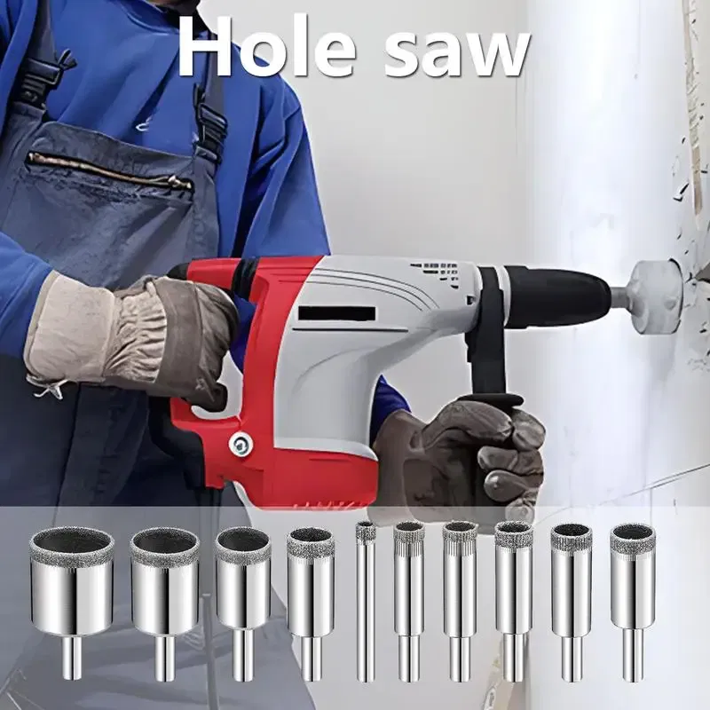 Ships From: CHINA, Color: Red - Diamond Hole Saw 10 Pieces Durable Grinder Hole Saw Diamond Drill Bit Hole Opener Hole Drill For Ceramic Glass And Tile