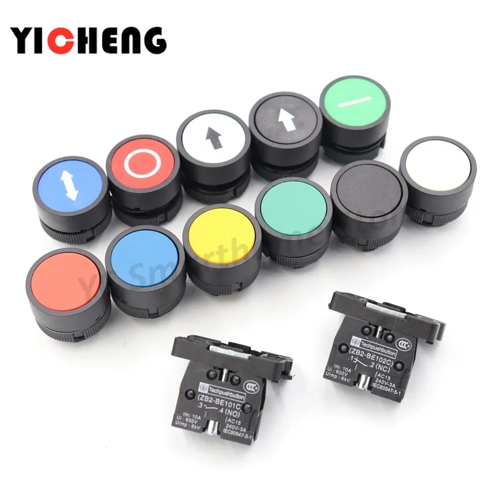 Color: Black - 2Pcs Plastic marking flat button Arrow indication xb2- self-reset point move 22MM Turn on the power button switch NO/NC