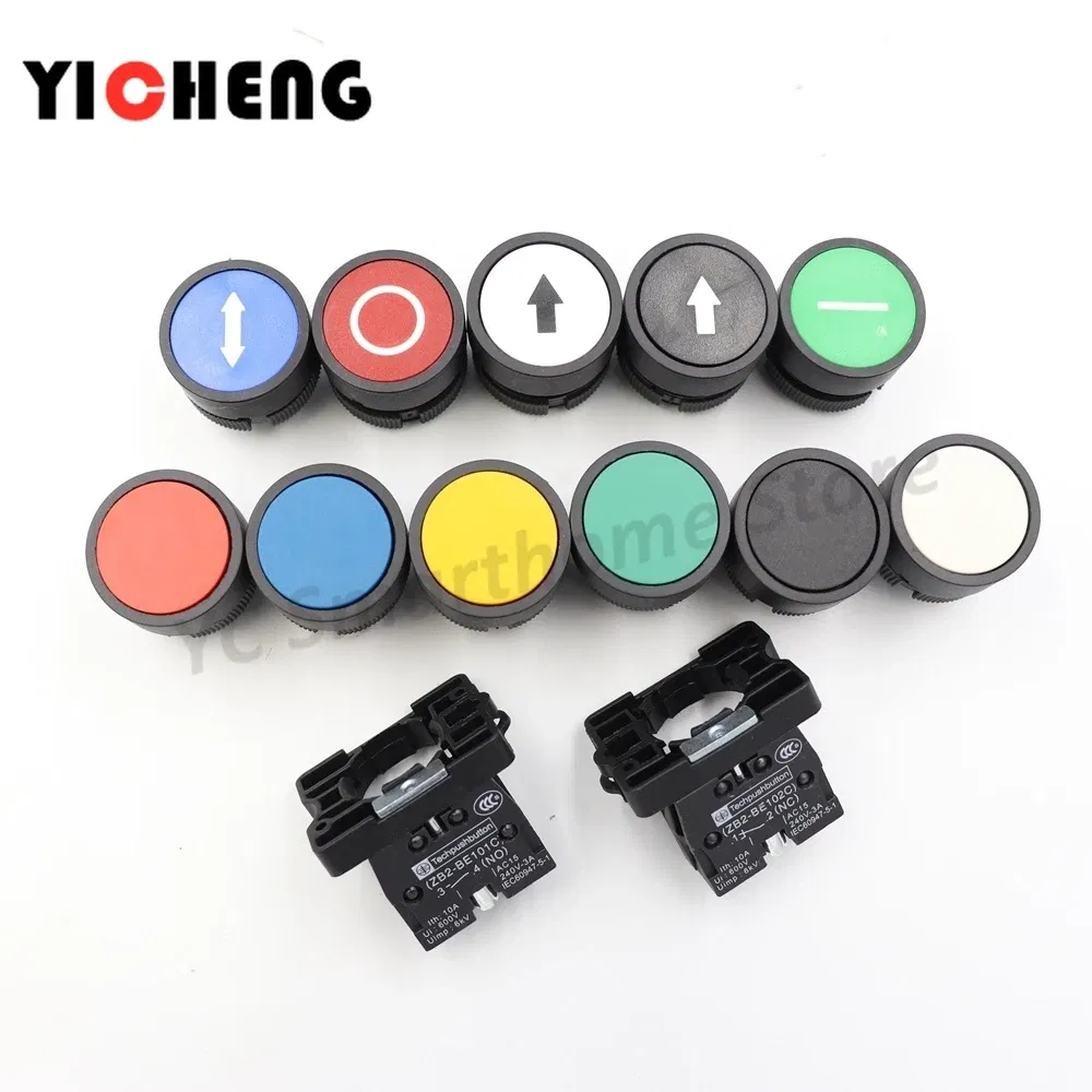 Color: Black - 2Pcs Plastic marking flat button Arrow indication xb2- self-reset point move 22MM Turn on the power button switch NO/NC