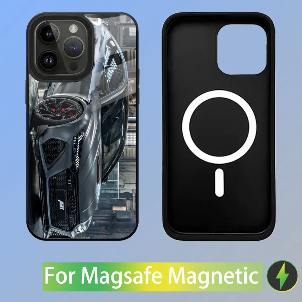 Color: Gold, Material: Cotton Fabric - R-S 6 7 sport car Phone Case For iPhone 16,15,14,13,12,11,Plus,Pro,Max Mini A-AudiS-S Magsafe Magnetic Wireless Charging