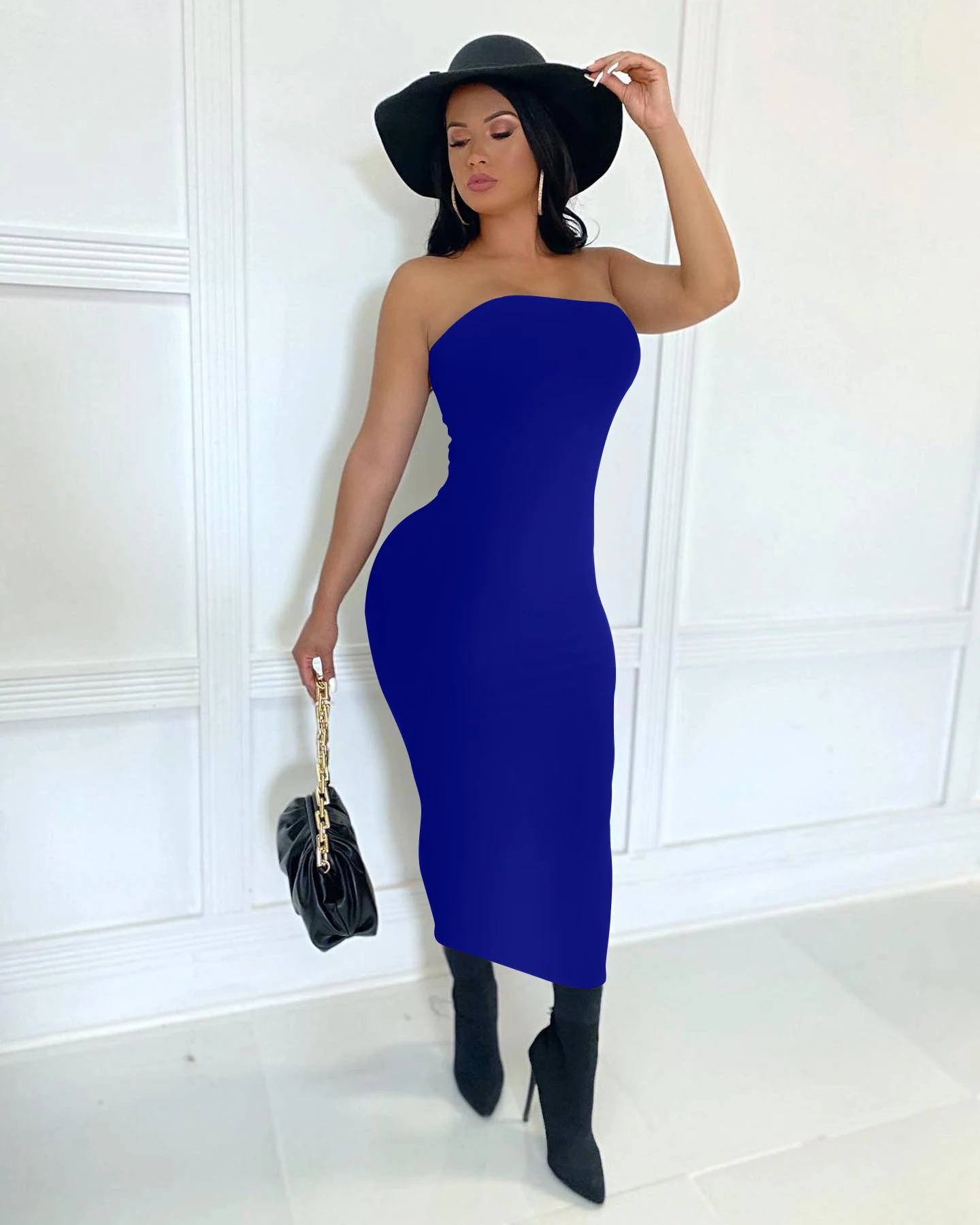 Color: WHITE, Size: L - summer women's sexy sleeveless chest wrapped Long Beach Dress
