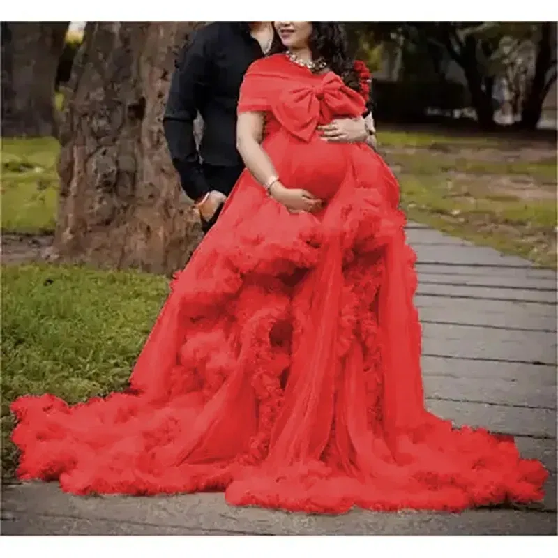 Color: light green, Maternity Size: 4, Ships From: CHINA - BIG BOW Tulle Ruffle maternity dresses photoshoot baby shower п?»?°?‚ь?µ д?»я ?±?µр?µм?µнн?‹?… فس?§تي?† ?