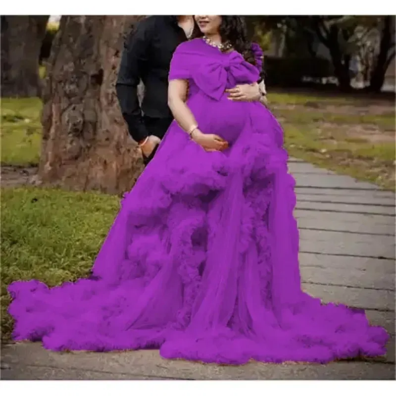 Color: light green, Maternity Size: 4, Ships From: CHINA - BIG BOW Tulle Ruffle maternity dresses photoshoot baby shower п?»?°?‚ь?µ д?»я ?±?µр?µм?µнн?‹?… فس?§تي?† ?