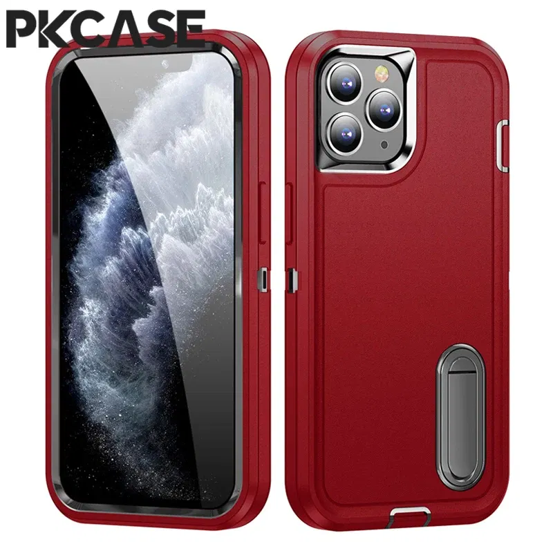 Color: Clear, Material: Microfiber - PKCASE Shockproof Case For iPhone 13 Mini 12 11 Pro Max 6 7 8 Plus Bracket Protective Cover For iPhone X XS XR SE 2020 2022