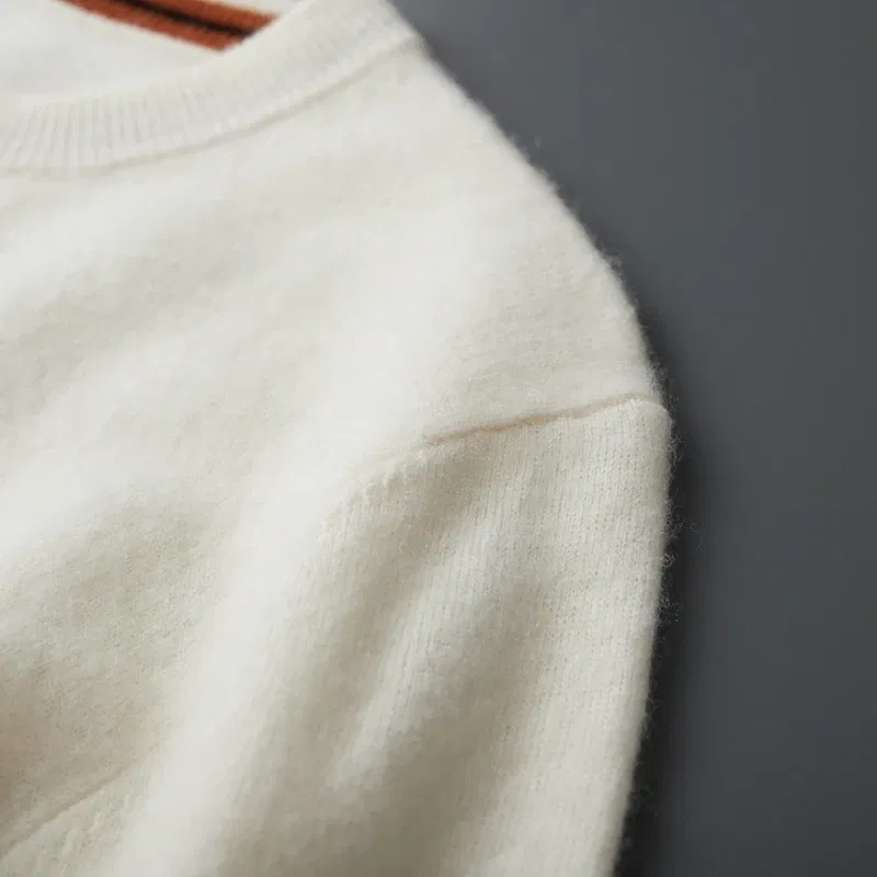 Color: green, Size: L, Ships From: CHINA - Autumn Winter Men's O-Neck Pullover Sweater 100% Cashmere Simple Basic Knitwear Cashmere Solid Color Clothing Casual Warm Tops