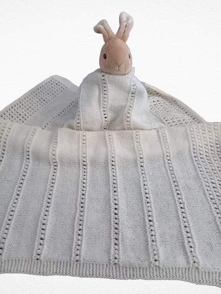 Merino Baby Blanket  | Cream | Handmade