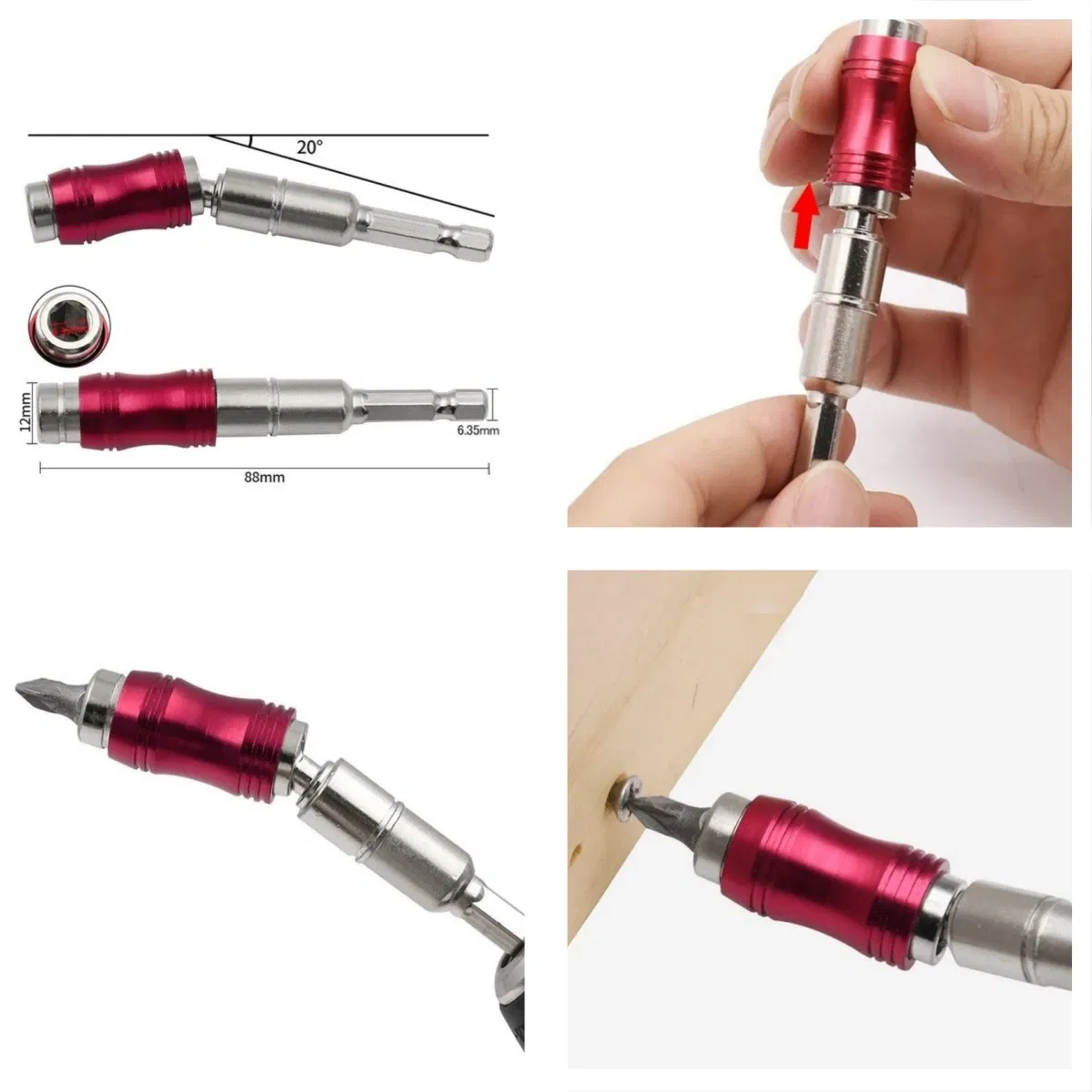 Color: Silver - Flexible Drill Extension Hex Shank Drill Nut Driver Bit Set Bendable Drill Bit Extension+ScrewdriverBit+Universal Socket Adapter