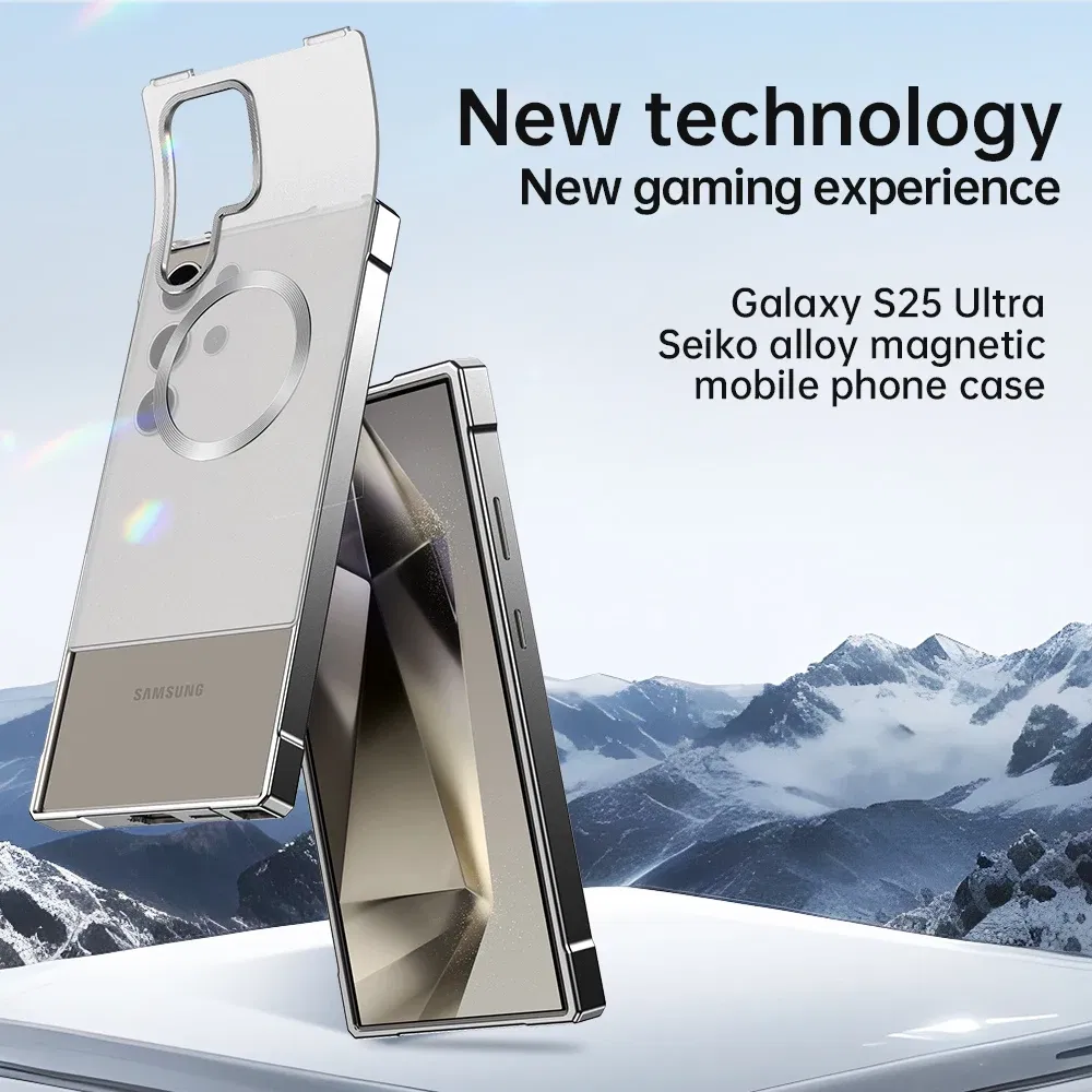 Color: Silver, Compatibility by Model: Galaxy S24 Ultra - Push Pull Matte PC Hard Shockproof Case For Samsung Galaxy S25 S24 Ultra Magnetic Wireless Charging Bumper Back Cover