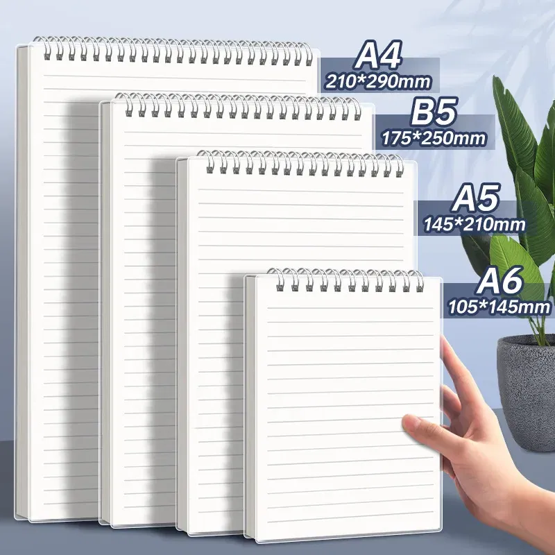 Color: WHITE, Size: A4 - A4 A5 B5 Spiral book coil Notebook To-Do Lined DOT Blank Grid Paper Journal Diary Sketchbook For School Supplies Stationery